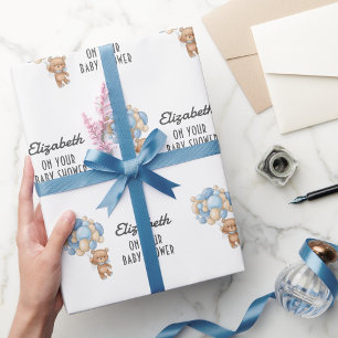 BABY SHOWER Teddy Bear Balloon Theme Personalised Wrapping Paper