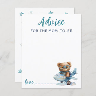 Baby Shower teddy bear blue Advice Card