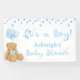 Baby Shower Teddy Bear Blue Balloons IT'S A BOY Banner