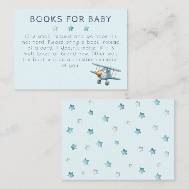 Baby Shower Teddy Bear Blue  Book Request  Enclosure Card (Front/Back)
