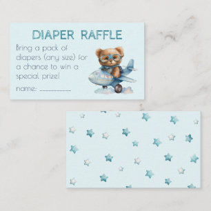 Baby Shower teddy bear blue Diaper Raffle  Enclosure Card