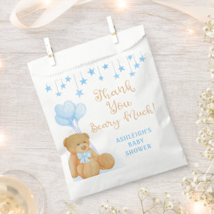 Baby Shower Teddy Bear Blue Stars Thank You Favour Bags