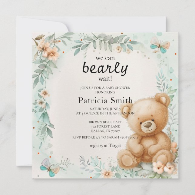 Baby Shower Teddy Bear Invitation (Front)