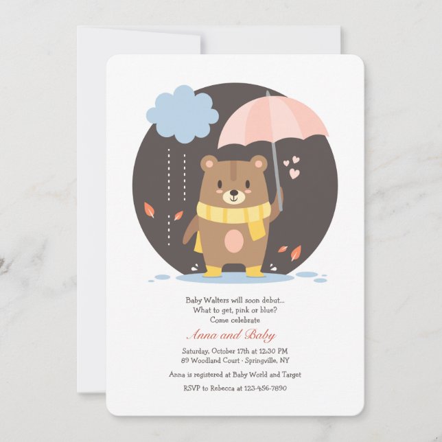 Baby Shower Teddy Bear Invitation (Front)
