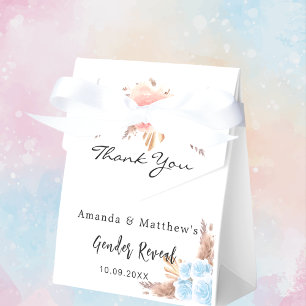 Baby Shower teddy bear pampas grass blush floral Favour Box