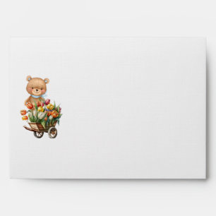 Baby Shower Teddy Bear Rustic Floral Envelope