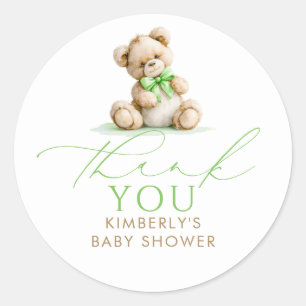 Baby Shower Teddy Bear Thank You Favours Classic Round Sticker