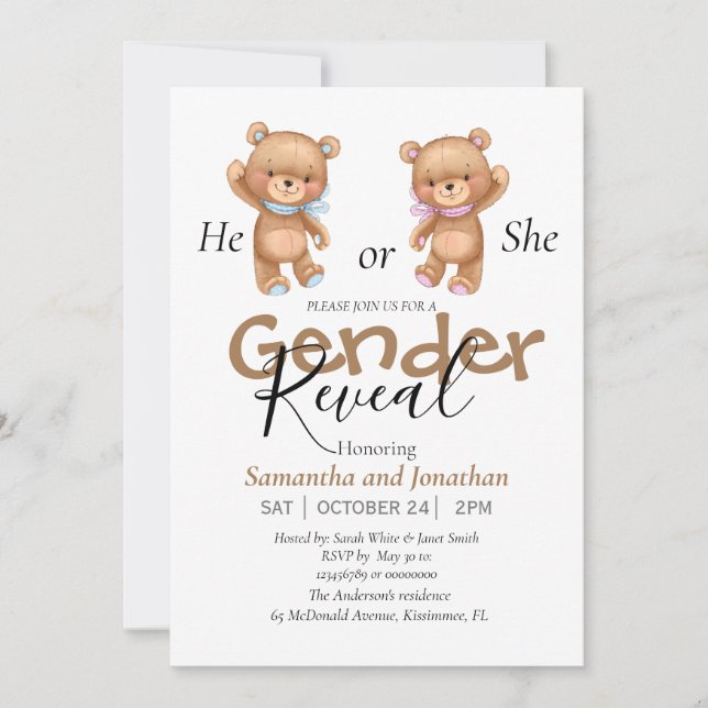 baby shower teddy bears invitation (Front)