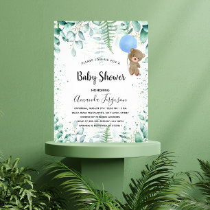 Baby Shower teddy boy eucalyptus budget invitation Flyer