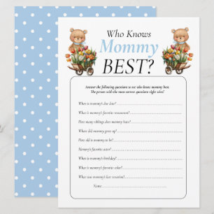 Baby Shower teddy Floral Boy Who Knows Mummy Invitation