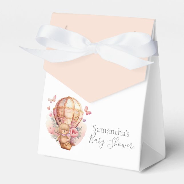 Baby Shower Teddy Hot Air Balloon We Bearly Wait   Favour Box (Front Side)