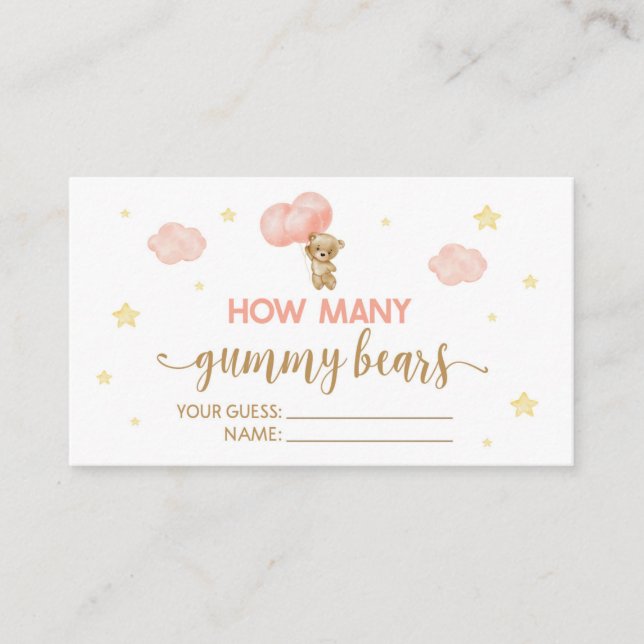 Baby Shower Teddy How Many Gummy Bears Game Cards (Front)