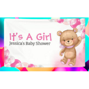 Baby Shower Teddy It's A Girl Banner