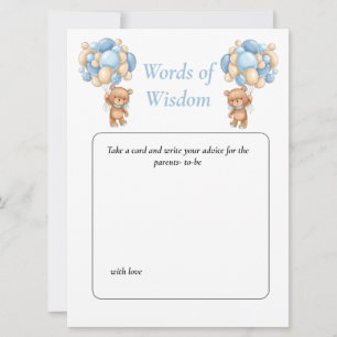 Baby Shower Teddy Wisdom Blue poker dots Invitation