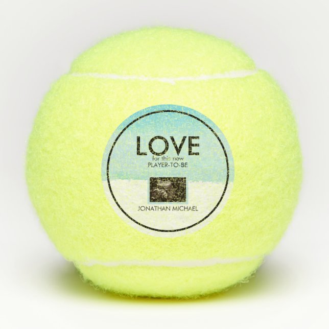Baby Shower Tennis Pregnancy Ultrasound Photo Boy Tennis Balls (Front)