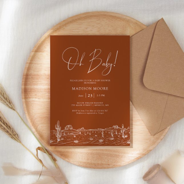 Baby Shower Terracota Cactus Desert Landscape Invitation (Creator Uploaded)
