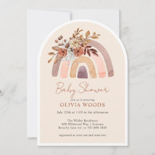 Baby Shower Terracotta Boho Watercolor Rainbow  Invitation