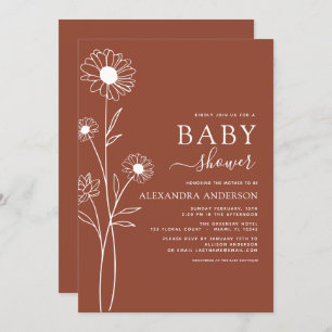 Baby Shower Terracotta Burnt Orange Invitation