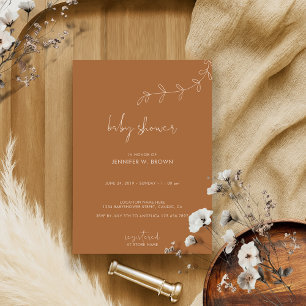 Baby Shower Terracotta Burnt Orange Invitation