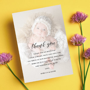 Baby Shower Thank You 2 Sided Photo Faux Vellum  Card