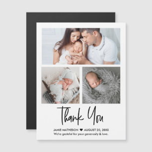 Baby Shower Thank You 3 Photo Collage Keepsake Magnetic Invitation