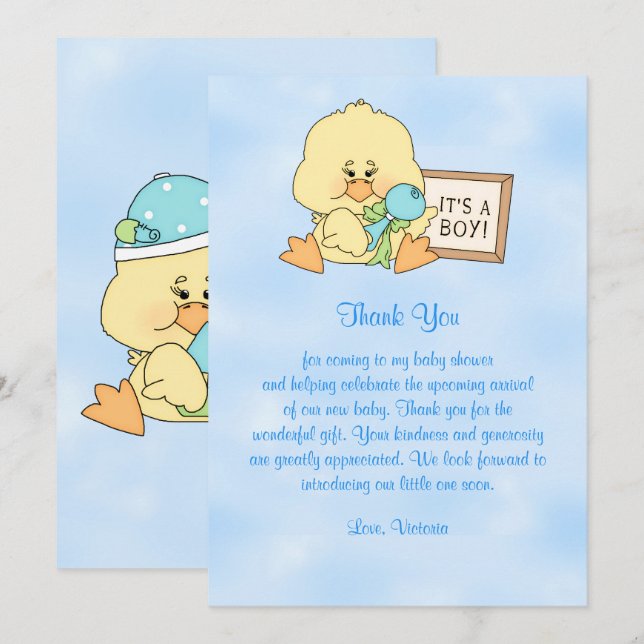 Baby Shower Thank You Baby Duck Invitation (Front/Back)