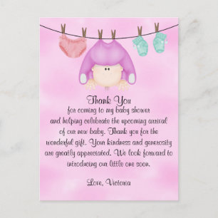 Baby Shower Thank You Baby Girl Postcard