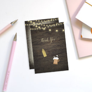 Baby Shower Thank You Baby Is Brewing Gold Card