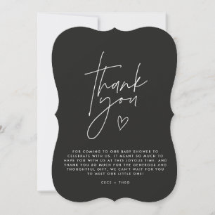 Baby shower thank you black white elegant modern invitation