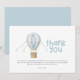 Baby shower thank you blue hot air balloon invitation