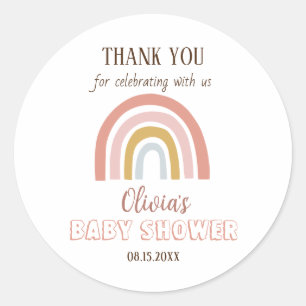 Baby Shower Thank You Boho Rainbow Classic Round Sticker