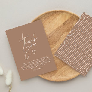 Baby shower thank you brown elegant modern invitation