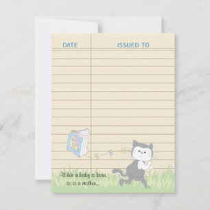 Baby Shower Thank You Card, Blue/Build a Library Card