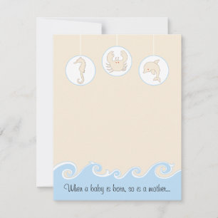 Baby Shower Thank You Card, Blue/Cream Mobile