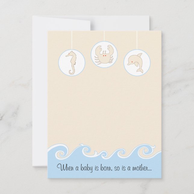 Baby Shower Thank You Card, Blue/Cream Mobile Card (Front)