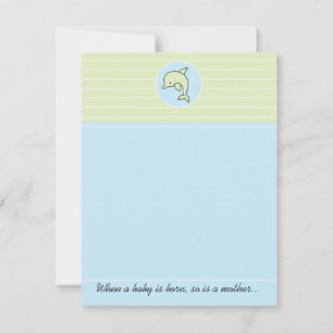 Baby Shower Thank You Card, Blue Dolphin Card