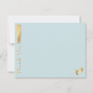 Baby Shower Thank You Card, "Blue/Gold"