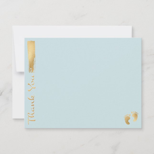 Baby Shower Thank You Card, "Blue/Gold" Card (Front)