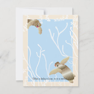 Baby Shower Thank You Card, Cream/Blue Turtle Card