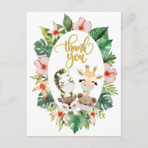 Baby Shower Thank You Card   Cute Safari Friends