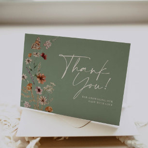  Baby Shower Thank You Card Fall Sage Green 