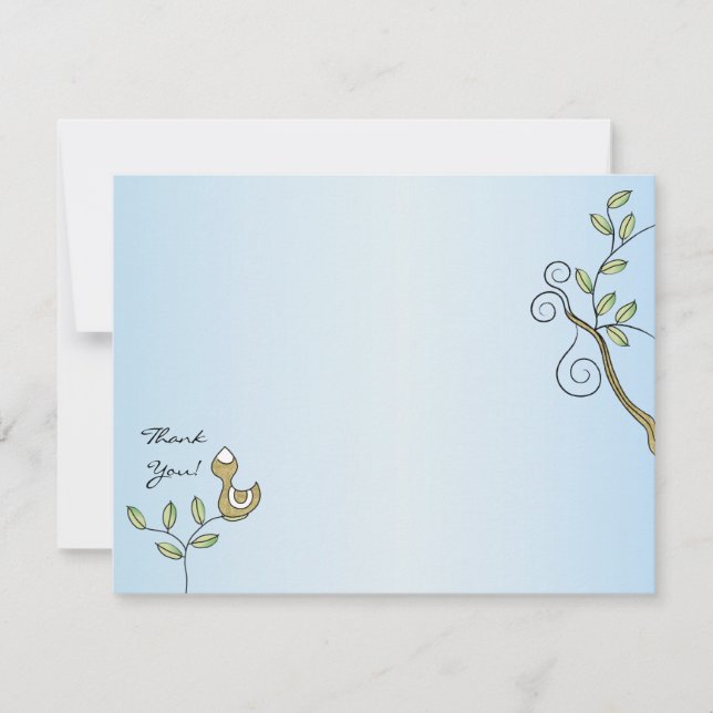 Baby Shower Thank You Card, "Gold Birds" (Front)