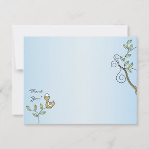 Baby Shower Thank You Card, "Gold Birds" Card