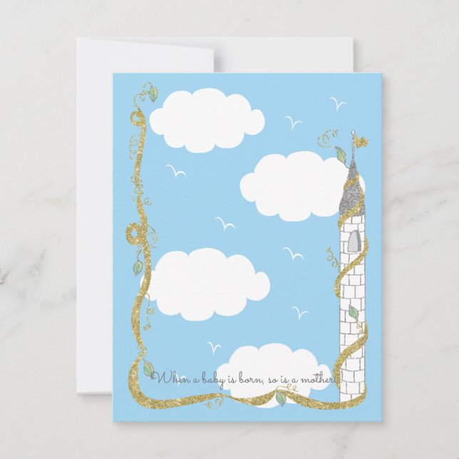 Baby Shower Thank You Card, Gold/Silver Castle Card (Front)