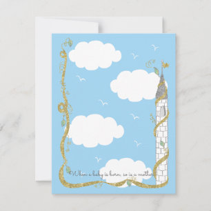 Baby Shower Thank You Card, Gold/Silver Castle Card