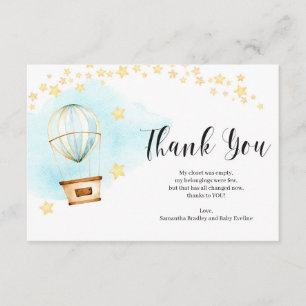 Baby Shower Thank you card hot air balloon animals
