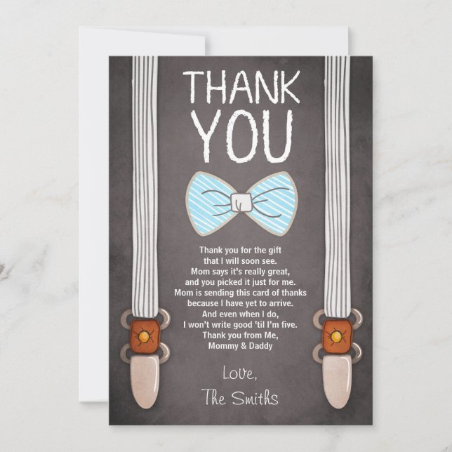 Baby Shower Thank You Card Little Man Boy Baby (Front)