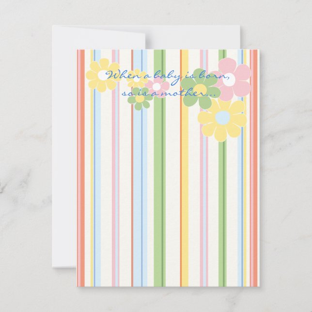 Baby Shower Thank You Card "Picnic Floral/Stripes" (Front)