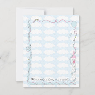 Baby Shower Thank You Card, Pink/Blue Castle