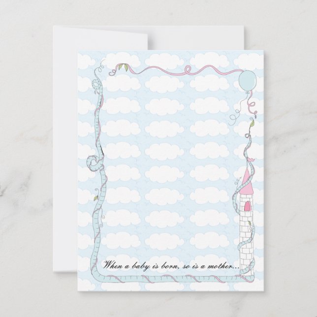 Baby Shower Thank You Card, Pink/Blue Castle Card (Front)